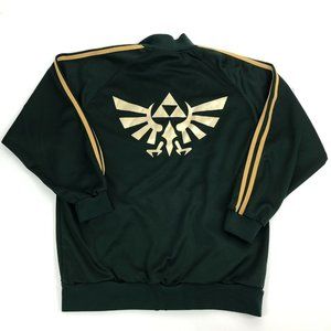 2007 Nintendo Legend of Zelda Green Triforce Track Jacket Size M Full Zip